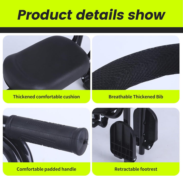 Kids Bike Seat Front Mounted and Handlebar Child Bike Seat Guardrail Detachable Front Mounted Toddler Bicycle Seats Bicycle Seats with Foot Pedals for Children 1~5 Years Compatible with All Adult MTB