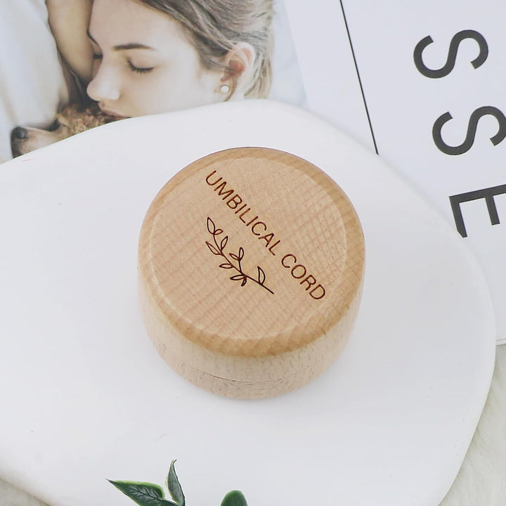Wooden Baby Fetal Hair/Umbilical Cord Memorial Box Carved Memorial Box Newborn Christening Baby Gift (Umbilical Cord Box)