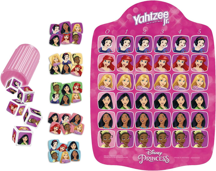 Yahtzee Jr.: Disney Princess Edition Board Game for Kids Ages 4 and Up, for 2-4 Players, Counting and Matching Game for Preschoolers (Amazon Exclusive)