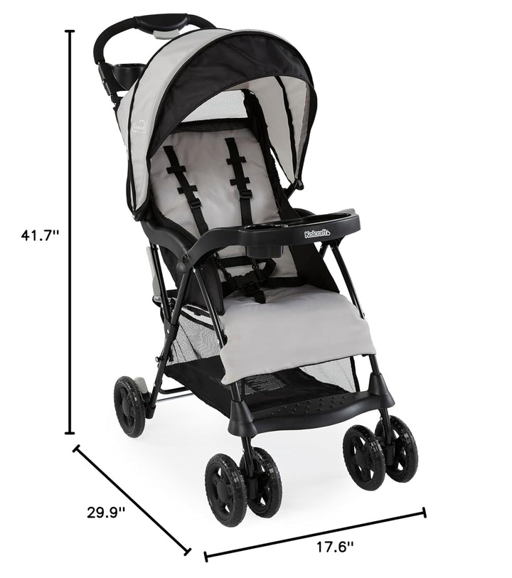 Cloud plus Lightweight Umbrella Stroller for Toddlers with Reclining Seat, Large Storage Basket, Canopy, Infant & Parent Trays, Compact Fold for Summer Travel, Durable Frame, Slate Gray