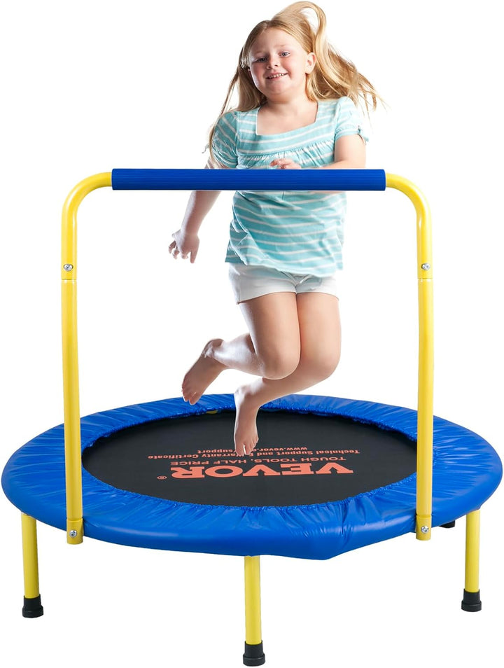 3FT Trampoline 36" Indoor/Outdoor for Toddlers, Foldable Mini Baby with Foam Handle, Recreational Birthday Gift