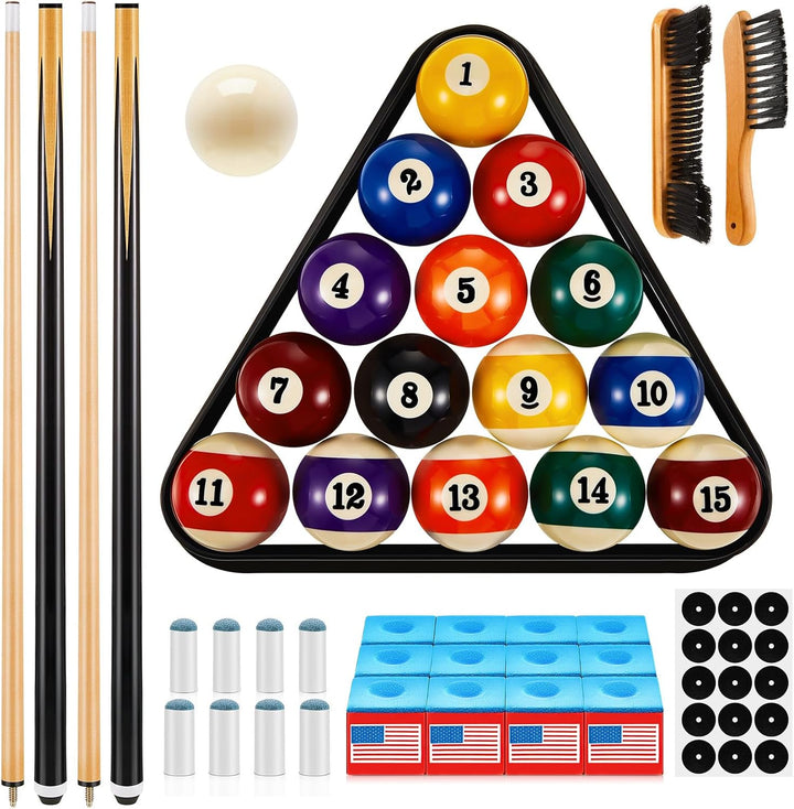 71Pcs Pools Table Accessories Billiards Balls with Triangle Stand Pool Cue Chalks Cue Spot Sticker Brush