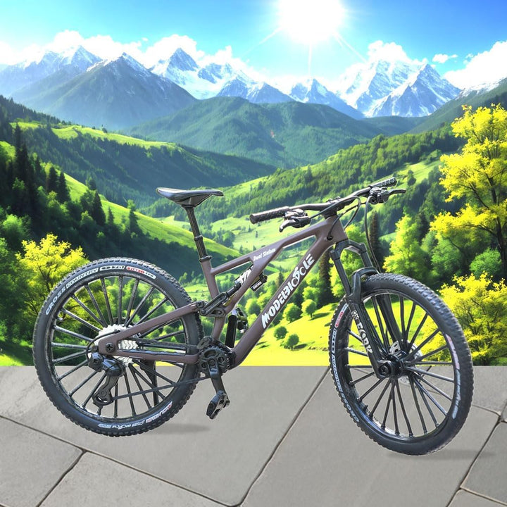 1:8 Scale Die-Cast Mini Mountain Bike Toy Miniature Finger Bicycle Model Alloy Cake Topper Desktop Decoration Crafts for Cycling Lovers Bike Racers Athletes Children Boys and Girls (Purplish Red)