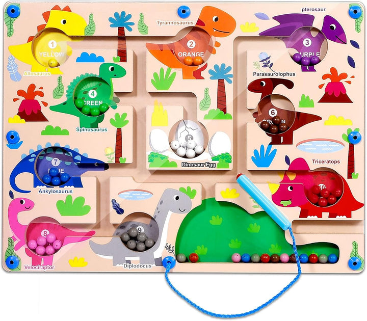 Magnetic Color and Number Maze, Montessori Toys for 3+ Year Old, Wooden Puzzle Activity Board, Toddler Counting Maze Toys for Boys Girls Preschooler 3 4 5 Years Old Gift