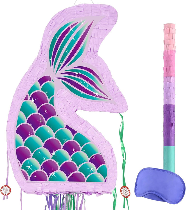 Unicorn Piñata - Unicorn Party Supplies Piñata Bundle with Blindfold and Bat for Girls Kids Rainbow Unicorn Theme Birthday Party Game Decorations (15.7" X 12.2" X 3.1")