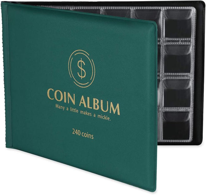 Coin Collection Holder Album for Collectors, 240 Pockets Coin Collection Book Office Supplies