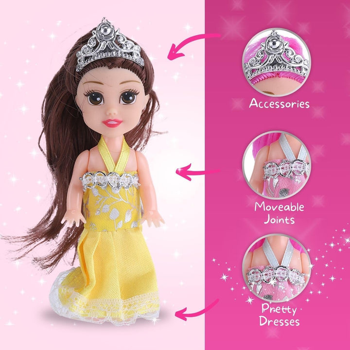 Little Royal Princess Toddler Dolls with Dresses, Girls Imaginative Pretend Play Small Dolls Party Favors Collection (Princess)
