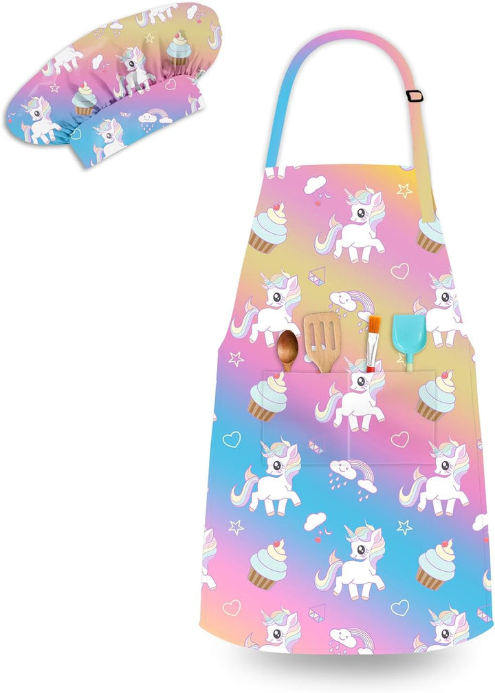Kids Aprons for Girls Toddler Aprons with Pockets for Kids Cooking Baking Painting Crafting Art Gardening Adjustable