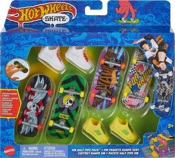 Skate Tony Hawk Fingerboard & Removable Skate Shoes Multipack, 4 Boards, 2 Pairs of Shoes, 1 Exclusive Set (Styles May Vary)