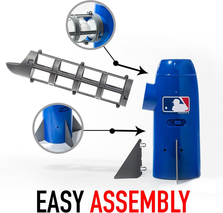 MLB Kids Pitching Machine - POP ROCKET Kids Baseball Trainer - Includes 5 Plastic Baseballs & Baseball Bat, Multicolor Medium