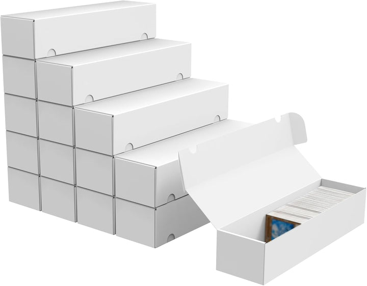 Trading Card Storage Box, 10-Pack 1100 Count White Corrugated Cardboard Bulk Sports Storage Box for Tcg/Magic/Mtg Basketball Cards, Collectible Trading Cards
