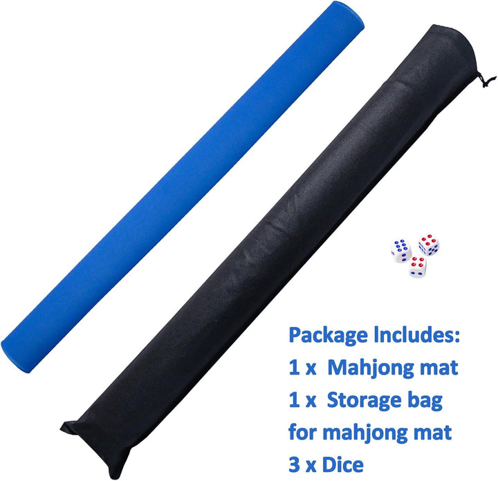 Large Mahjong Mat with Black Carrying Bag (Blue,31.5 Inches), anti Slip and Noise Reduction Table Cover for Mahjong, Poker, Card Games, Dominoes, Board Games, Slip Resistant Mat