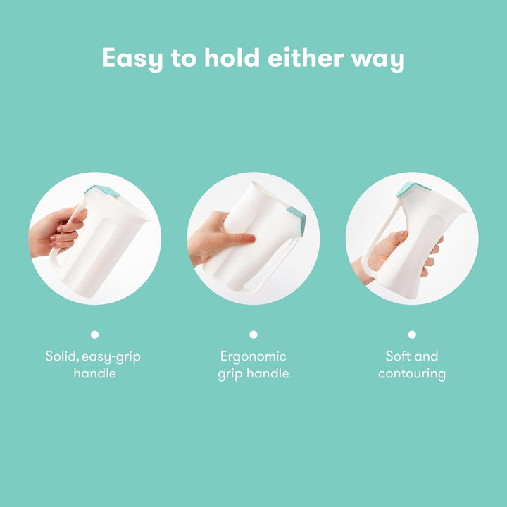 Control the Flow Bath Rinse Cup, Tear Free Rinser to Wash Hair and Body with Easy Grip Handle and Removable Rain Shower, Made in USA