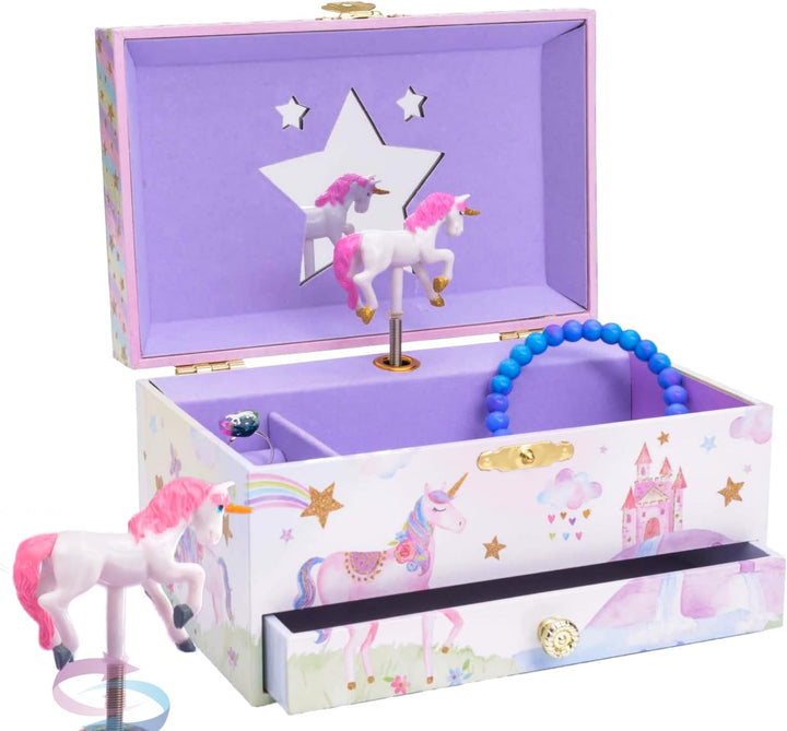 Jewelry Box for Girls - Girls Bedroom Accessories, Musical Jewelry Boxes with Spinning Unicorn Doll, Beautiful Dreamer Tune - Perfect Unicorn Birthday Gift for Kids 3 and Up
