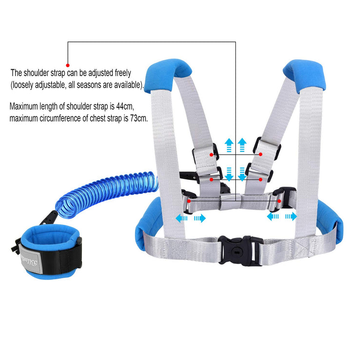 2 in 1 Toddler Leash - anti Lost Wrist Link for Toddlers - Toddler Harness, Baby Leash, Leash for Toddlers, Wrist Leashes, Child Leashes for Toddlers, Not Easy to Open without Key