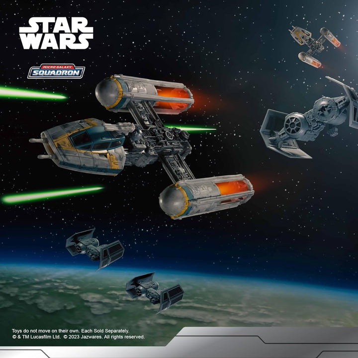 Star Wars Micro Galaxy Squadron Gold Leader'S Y-Wing - 5-Inch Starfighter Class Vehicle with 1-Inch Jon Vander & R2-BHD Micro Figure Accessories