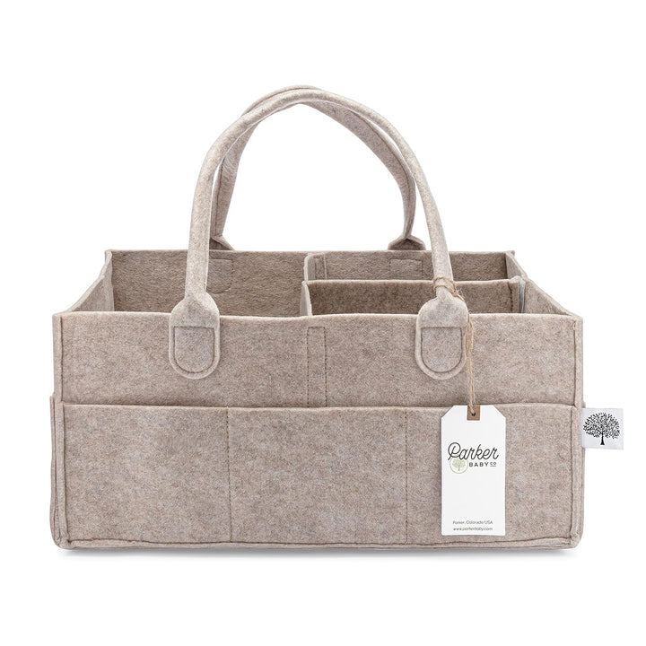 Diaper Caddy - Nursery Storage Bin and Car Organizer for Diapers and Baby Wipes - Gray, Large