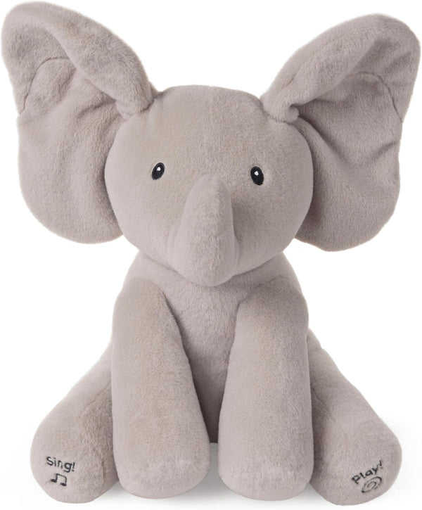 Animated Flappy the Elephant Plush, Singing Stuffed Animal Baby Toy for Ages 0 and Up, Gray, 12"
