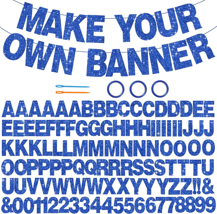 116 PCS A-Z Glitter Black DIY Letter Banner Kit Make Your Own Banner，Including 111 Letters and Numbers 3 Rope and 2 Threading Device,Customized for Birthday Graduation Wedding Party Decor