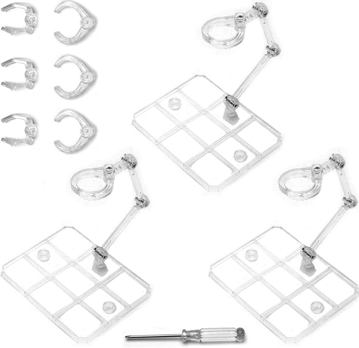 3 Pack Action Figure Stand for 3.75" and 6" Figures - Each Doll Model Support Stand Includes 3 Clamps Sizes,Action Figure Display Holder Base Display Your Action Figures in Style