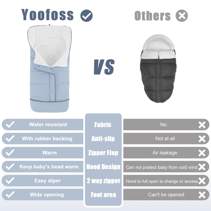 Stroller Cover for Winter, Toddler Stroller Footmuff Universal for Most Stroller, Water Resistant Warm Coral Baby Stroller Bunting Sleeping Bag Blue