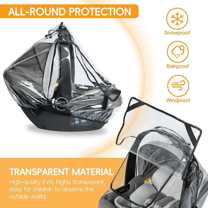 Car Seat Rain Cover, Baby Car Seat Rain Cover Universal with Side Ventilation and Quick-Access Large Window, Protected from Rain, Snow, Wind and Dust, Baby Travel Accessories