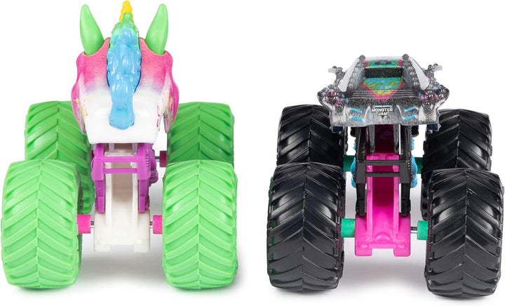 , Official Nitro Neon, Sparkle Smash Vs. Max-D, 1:64 Scale Die-Cast Monster Trucks, Kids Toys for Boys Ages 3 and Up