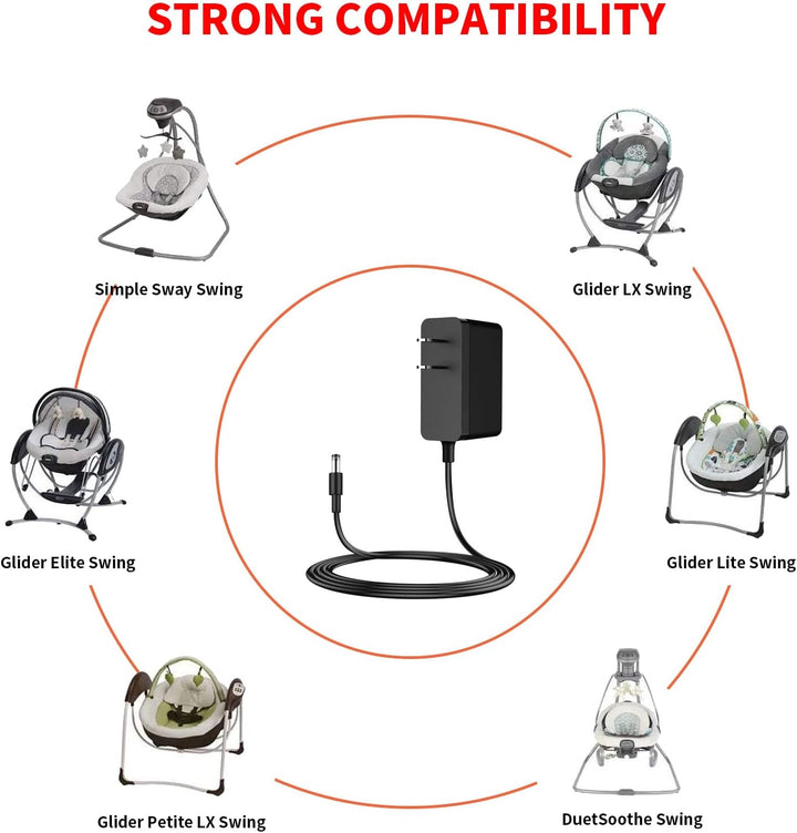 5V Power Cord Compatible with Graco Swing Simple Sway/Munchkin/Kmaier/Glider Lx/Glider Elite/Glider Premier/Glider Lite/Glider Petite Lx/Lxdregan Swing/Sweetpeace/Duetsoothe for SSA-5WVI-05