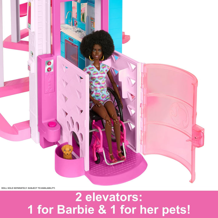 Dreamhouse, Doll House Playset with 75+ Pieces Including Toy Furniture & 3-Story Pool Slide, Pet Elevator & Puppy Play Areas
