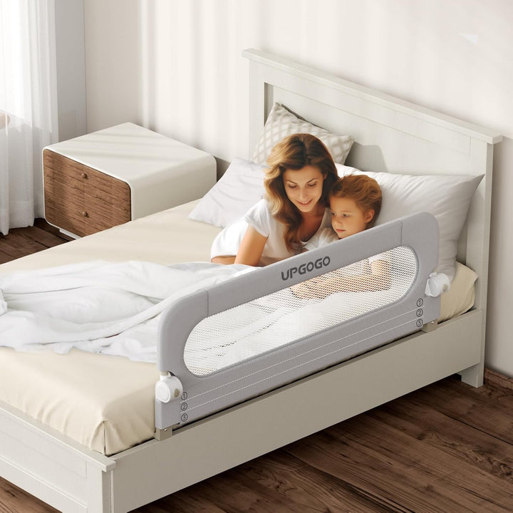 Folding Bed Rail for Toddlers,Baby Bed Rail Guard with Reinforced Anchor Safety System,Fit Bunk,Full Size,Queen,King,Twin(Grey,71"X23.6")