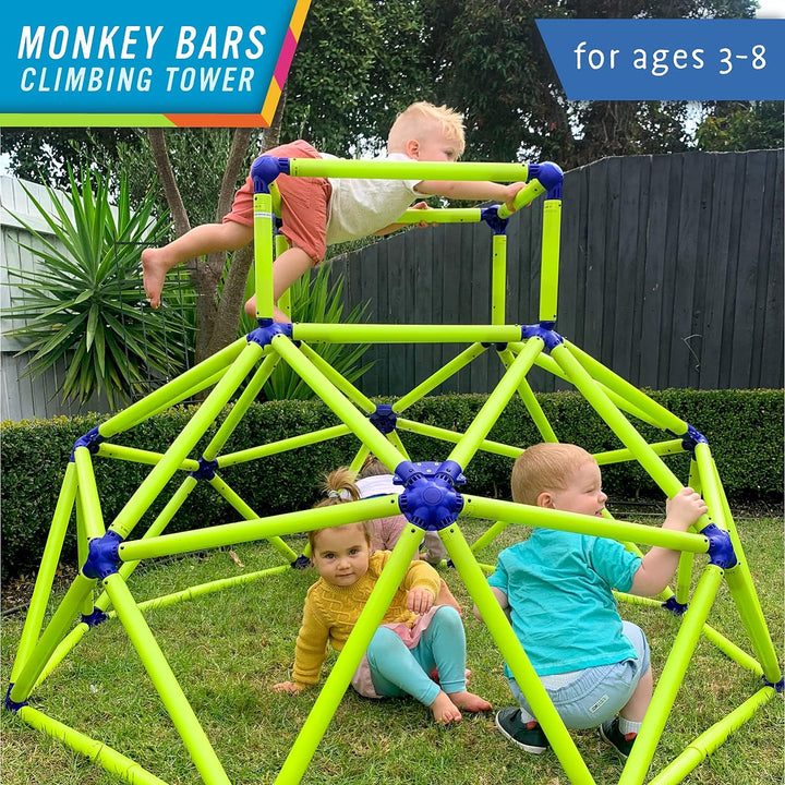 Monkey Bars Climbing Dome - Sturdy & Portable Jungle Gym for Kids, Backyard Playset for Toddlers, Active Outdoor Fun for Kids Ages 3 to 8 Years Old, Lightweight & Easy Assembly, Green/Blue