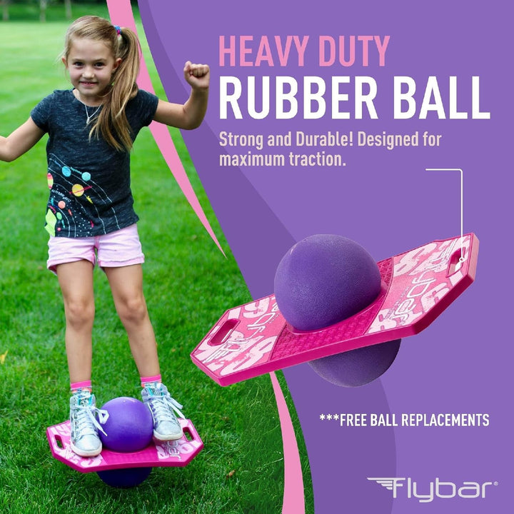 Pogo Trick Ball for Kids, Trick Bounce Board for Boys and Girls Ages 6+, up to 160 Lbs, Includes Pump, Easy to Carry Handle