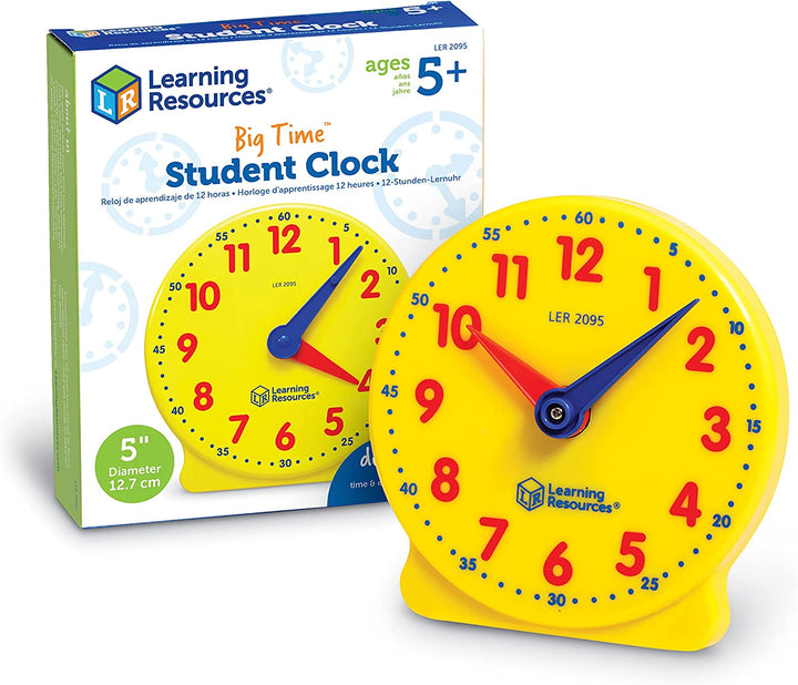 Big Time Student Clock, Teaching & Demonstration Clock, Develops Time and Early Math Skills, Ages 5+, Clock for Learning, 12 Hour,Back to School Gifts