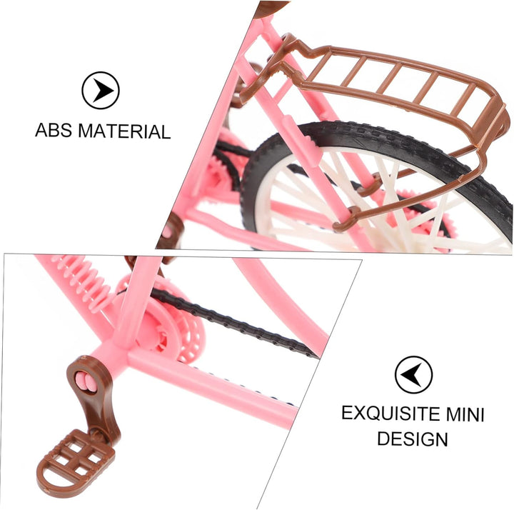 Doll Bicycle Set for Boys and Girls Double Seat Miniature Bike Toy Removable Basket for Boys and Girls Playtime Accessories