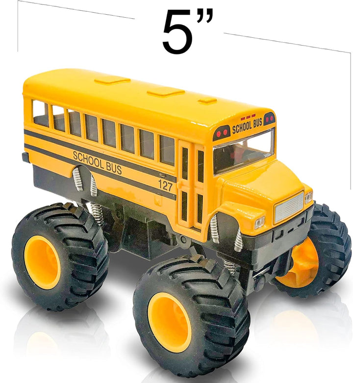 5-Inch Diecast Monster School Bus – Pullback Mechanism Toy Truck with Big Wheels, Play Vehicle Gift for Boys