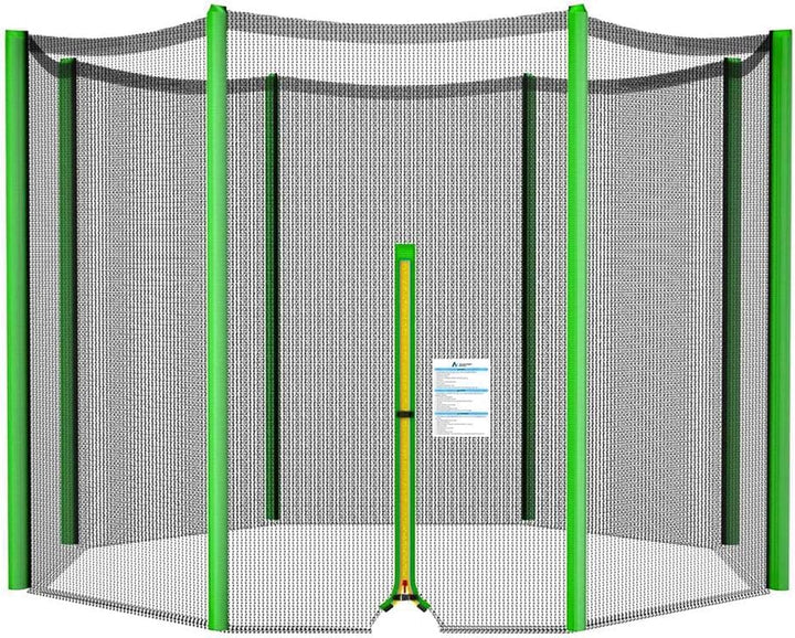 Trampoline Net Replacement 10FT 12FT 14FT 15FT 16FT Netting Replacement for round Frame Trampolines Enclosure Net 6 Poles 8 Straight Poles Sleeve Zipper Protection Buckles