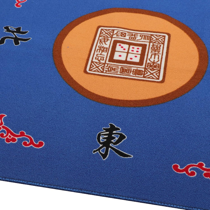 Mahjong Mat with 3 Dice & Carrying Bag, anti Slip and Noise Reduction Mahjong Table Mat for Poker, Card, Board & Tile Games (Blue, 31.5 Inches)