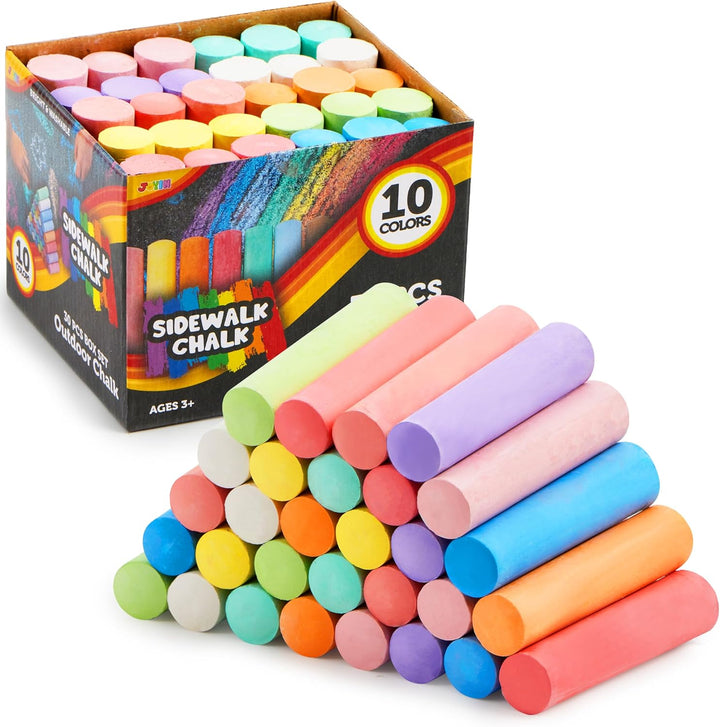 120 PCS Sidewalk Chalks for Kids Giant Box Non-Toxic Jumbo Colored Washable Sidewalk Chalk for Toddlers in 10 Colors