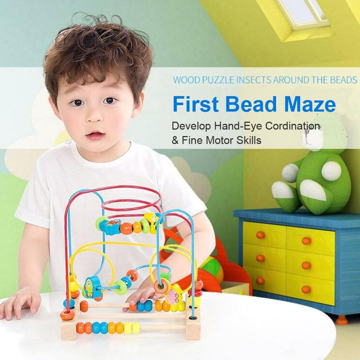 First Bead Maze Roller Coaster Wooden Educational Circle Toy for Toddlers