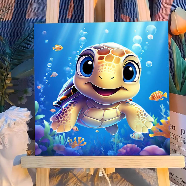 Paint by Numbers Kit for Kids with Frame, Sea Turtles Paint by Number with Frame, Paint by Number Kids Age 5-8-12 for Gifts and Home Decor (8X8Inch)