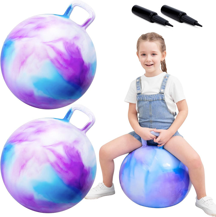 Hopper Ball, Hopping Toys for Kids, 18Inch Bouncy Ball with Handle for Boys Girls Aged 3-8, Inflatable Clouds Bounce Hopper Toy with Pump
