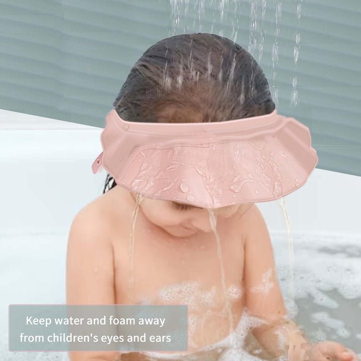 Baby Kids Shower Cap Shampoo Bath Bathing Hat Silicone Adjustable Washing Hair Shower Bathing Protection Shower Cap for Toddler, Baby, Kid, Children (Pink)