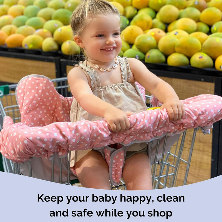 Shopping Cart Cover and High Chair Cover, Pink Dots