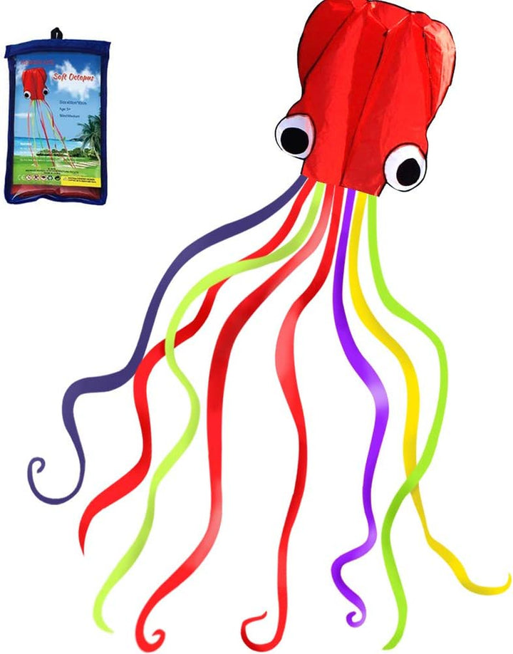 Software Octopus Flyer Kite with Long Colorful Tail for Kids,Long,Large,For Kids and Adults,Easy to Fly