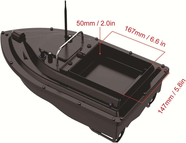 RC Fishing Bait Boat with 2.4Ghz Remote Control One-Hand Operation ABS Shell 1.5Kg Load Capacity Dual Motor Black