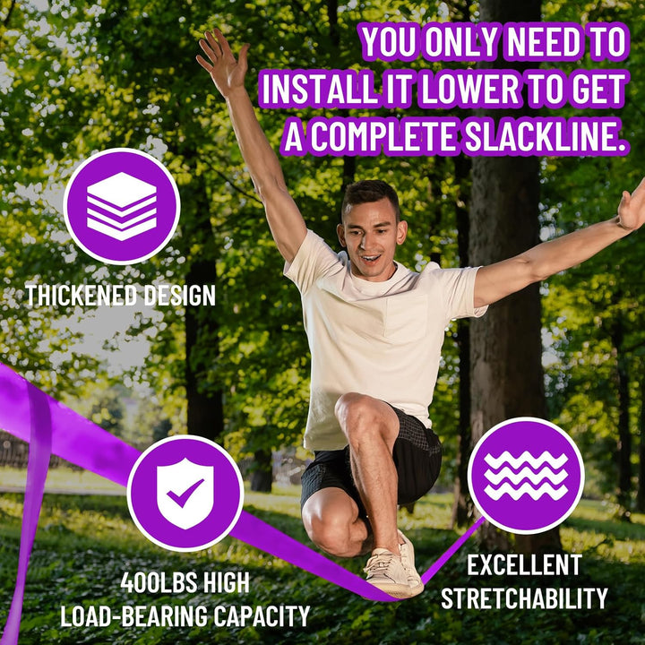 Zip Ine Kit for Kids Outdoor,Stainless Steellackline Pulley Slider with Swing Seat Zip Line,Kids Zipline Kit for Backyard with 60Ft Ninja Slackline Slackline Zipline