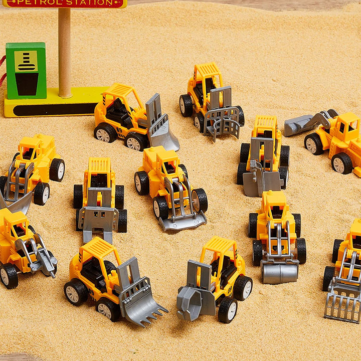 12 Pcs Construction Engineering Trucks Small Digger Truck Toys Pull Back Vehicles Mini Excavator Toys Car Set for Kids Birthday Party Favors Boys Girls Gifts Cake Stocking Stuffers