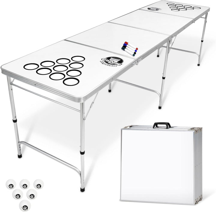 8 Foot Portable Beer Pong / Tailgate Tables (Black, Football, American Flag, or Custom Dry Erase)