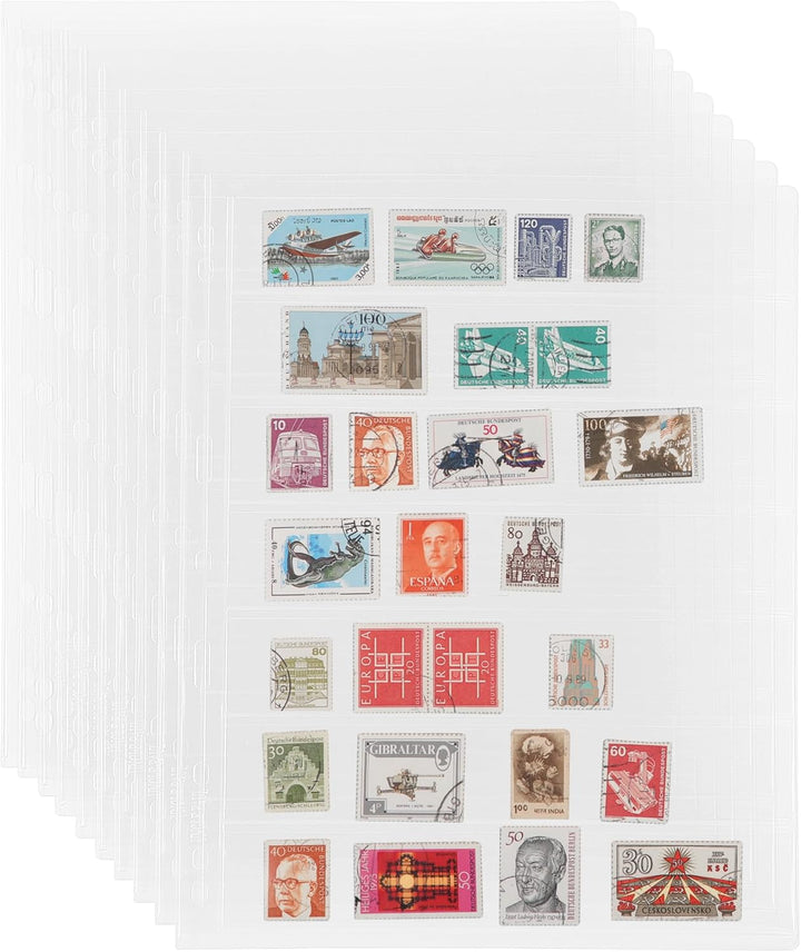 Stamp Collection Inserts - Collector Stamp Album 12 Sheets with 4 Mixed Sizes Single Side for Stamp Collection Binder Kit IS02MX112