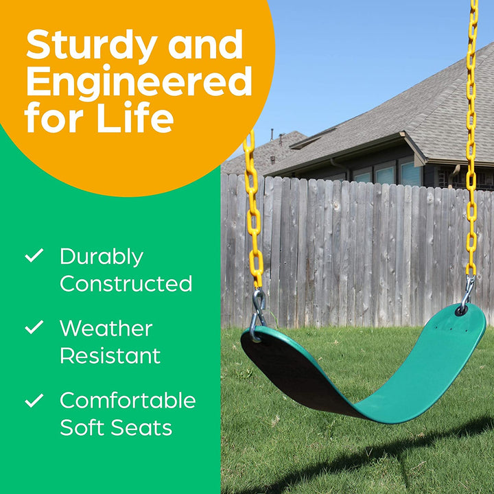 Swing for Outdoor Swing Set - Pack of 1 Swing Seat Replacement Kit with Heavy Duty Chains - Backyard Swingset Playground Accessories for Kids (Green)